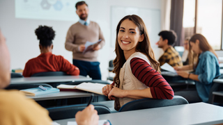 Jovem na sala de aulas